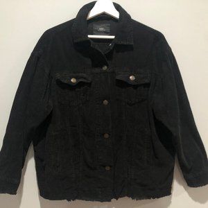 Zara Distressed Black Corduroy Jacket